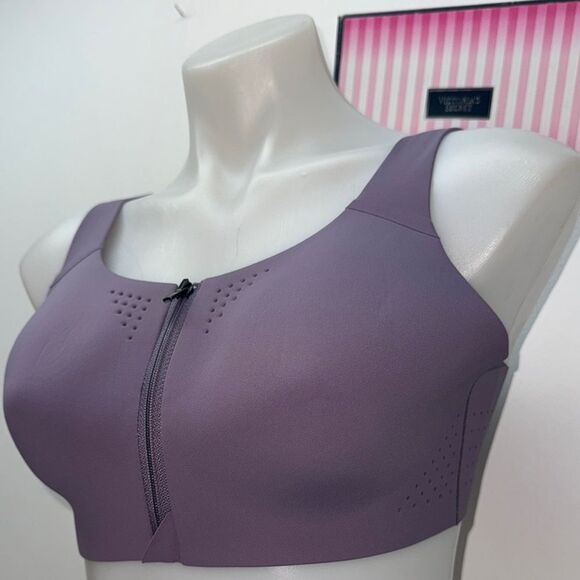 🔥Victoria's Secret Purple Sports Bra with Front Zipper Sz 36C New - Picture 4 of 6